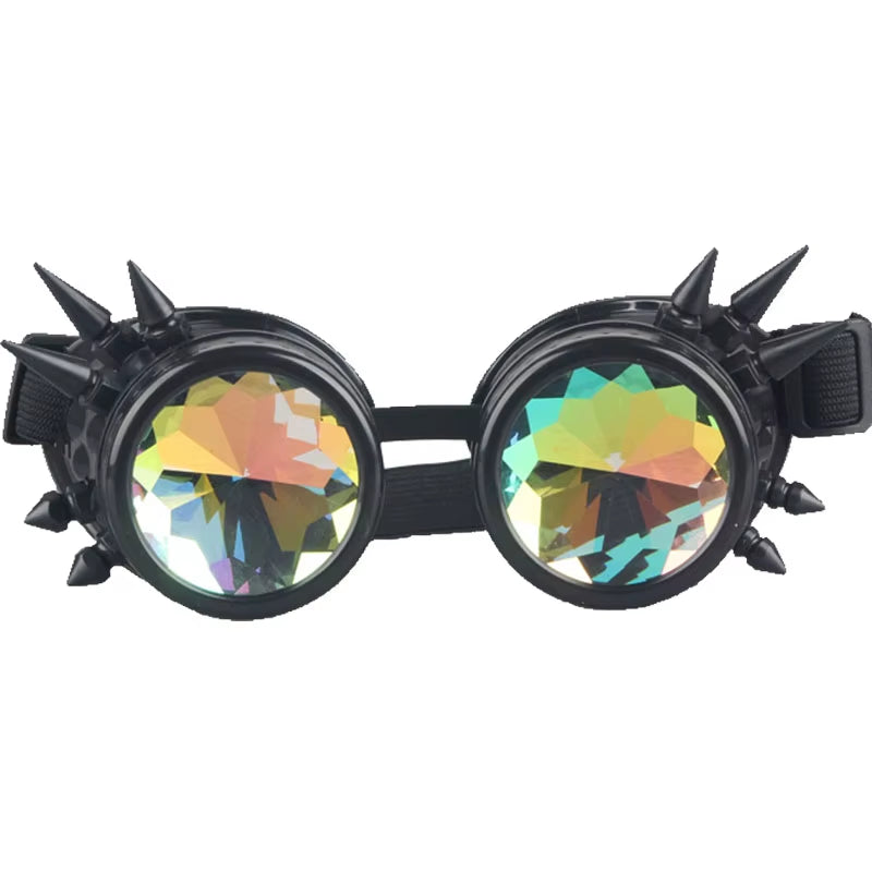 Goggles Steampunk Glasses Punk Gothic Goggles Cosplay Vintage Rivet Steampunk Goggle Kaleidoscope Glasses Retro EDM Sunglasses