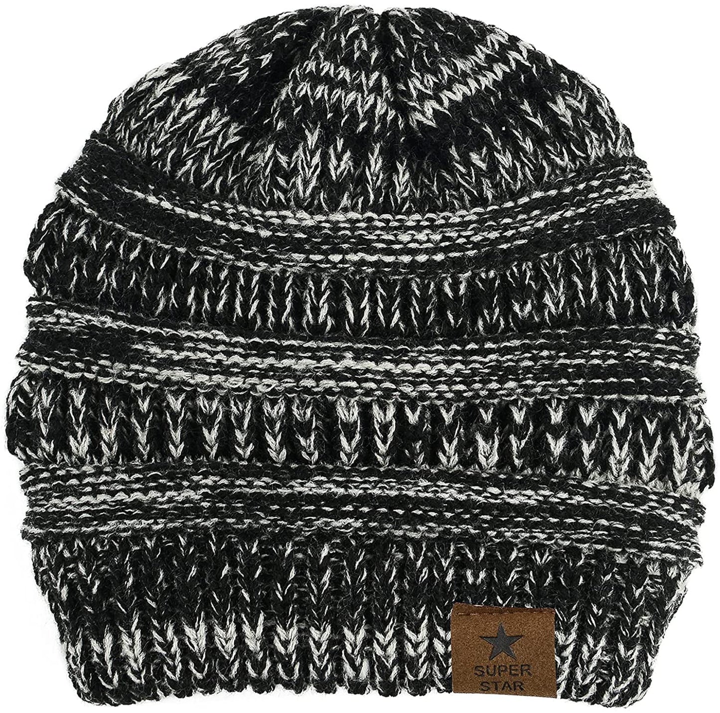 Knit Beanie Hat for Women Thick Winter Slouchy Beanie Hats Ski Cap Black Grey Mixed