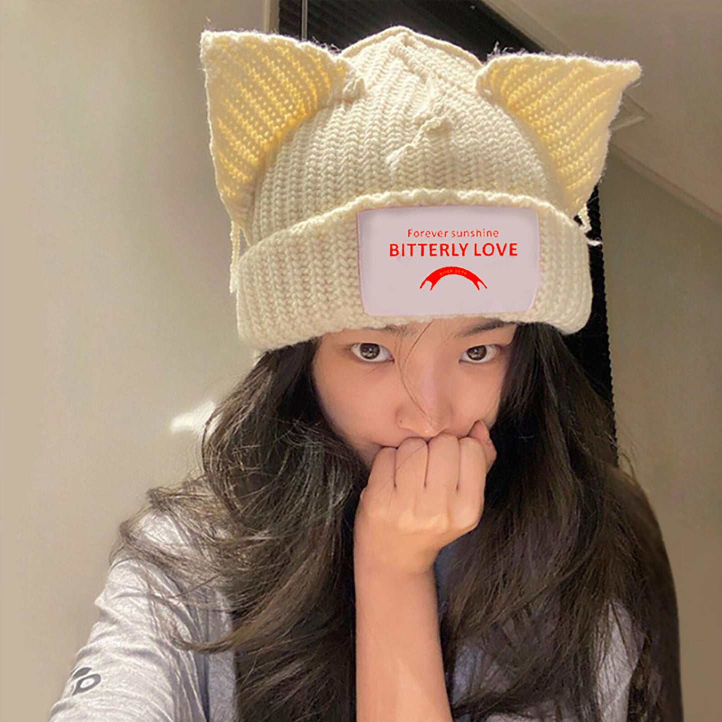 Cat Ear Beanie Hat Cute Soft Beanie Hat Winter Beanie Knitted Hat for Men Women