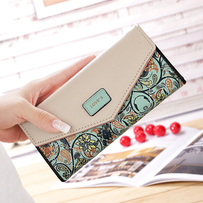 Fashion Women Leather Envelope Clutch Wallet Long Card Holder Purse Bag Handbag