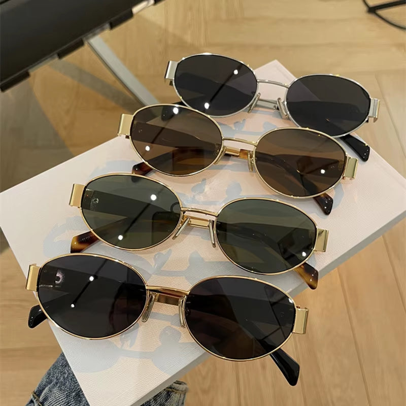 New Sunglasses for Women and Men UV400 Sun Glasses Alloy Oval Eyewear