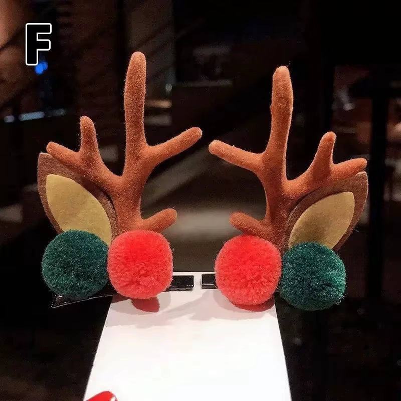 Christmas Antler Hair Clips Deer Ear Hairpins Festivals Christmas Headbands Pine Cones Hair Ball Adult Headwear Hair Accessories