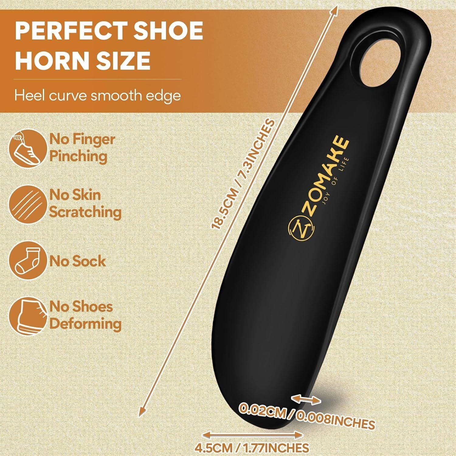 ZOMAKE Plastic Shoe Horn, Travel Shoe Horns for Men, Women,Seniors& Kids - Boot