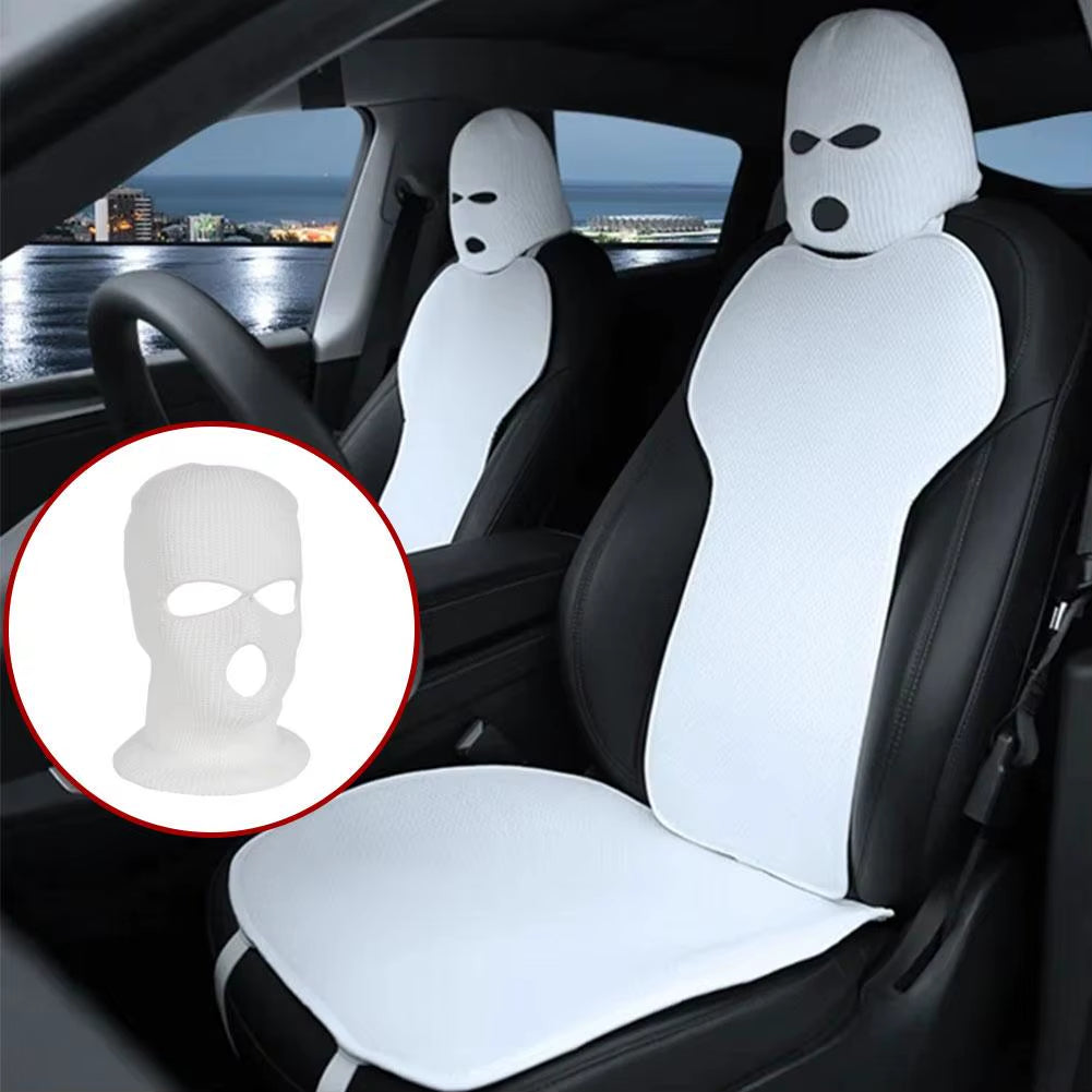 3-Hole Car Seat Headrest Full Face Cover Ski Mask Hat anti Ash Protection for Car Interior Seats Funny Cover Decoration 2023