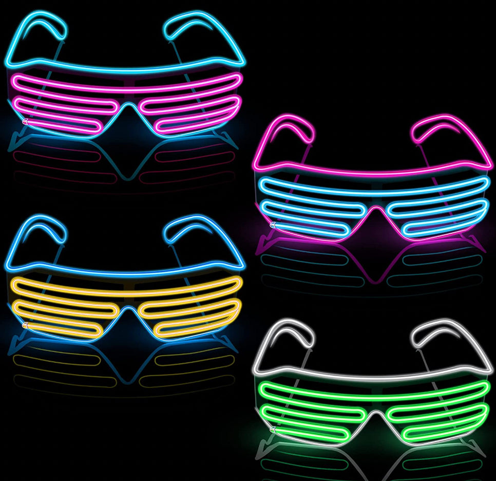 LED Glasses Light up Shades Flashing Rave Festival Party Neon EL Wire Blink Glow