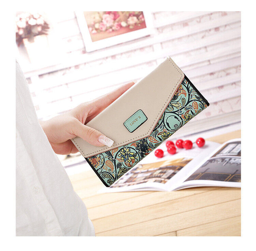 Fashion Women Leather Envelope Clutch Wallet Long Card Holder Purse Bag Handbag