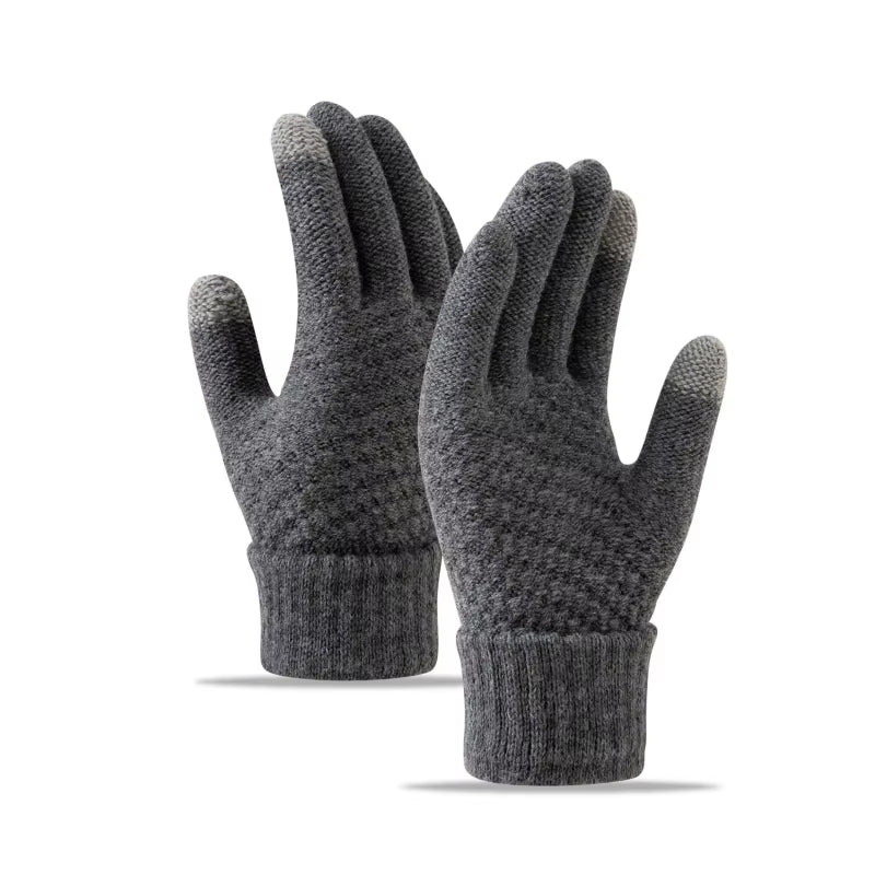 Winter Touch Screen Gloves Women Men Warm Stretch Knit Mittens Imitation Wool Full Finger Guantes Female Crochet Luvas Thicken