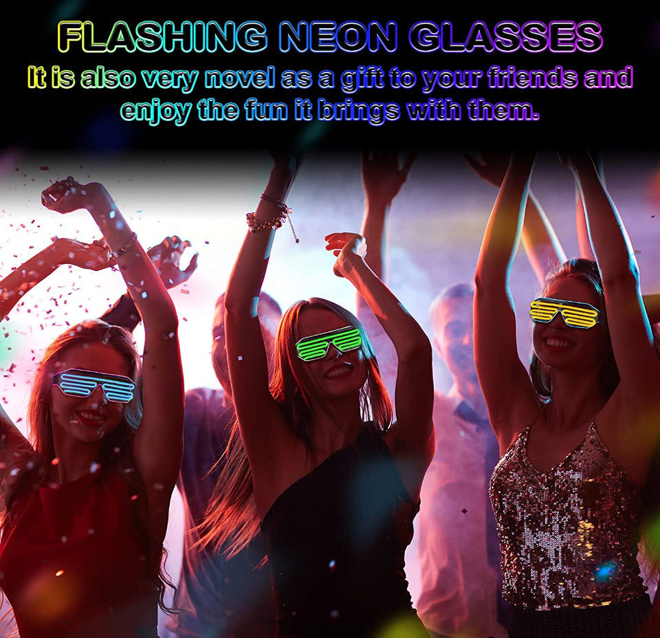 LED Glasses Light up Shades Flashing Rave Festival Party Neon EL Wire Blink Glow