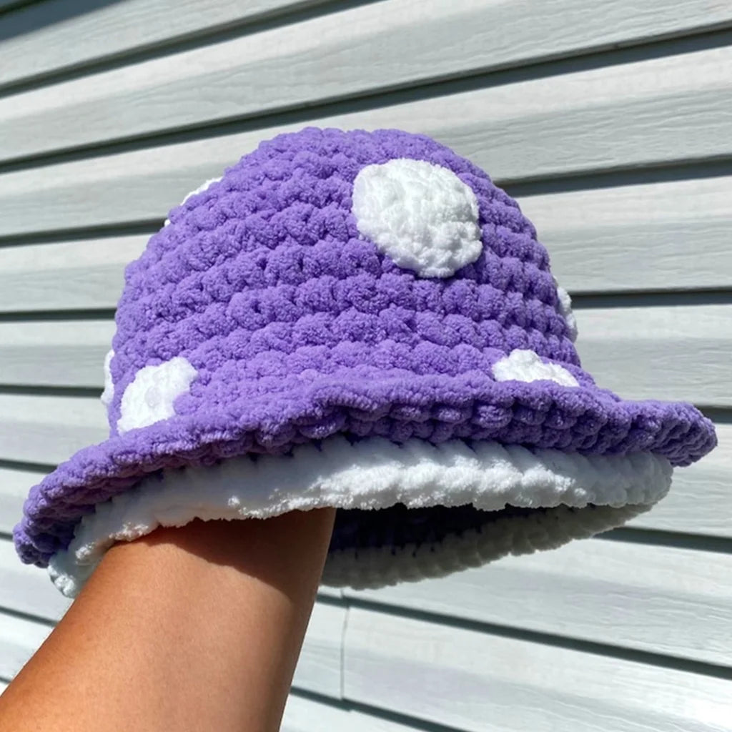 Halloween Crochet Fisherman Hat Soft Bucket Hat Cute Handmade Mushroom Hat Women Children Hat Novelty Photoshoots Hat