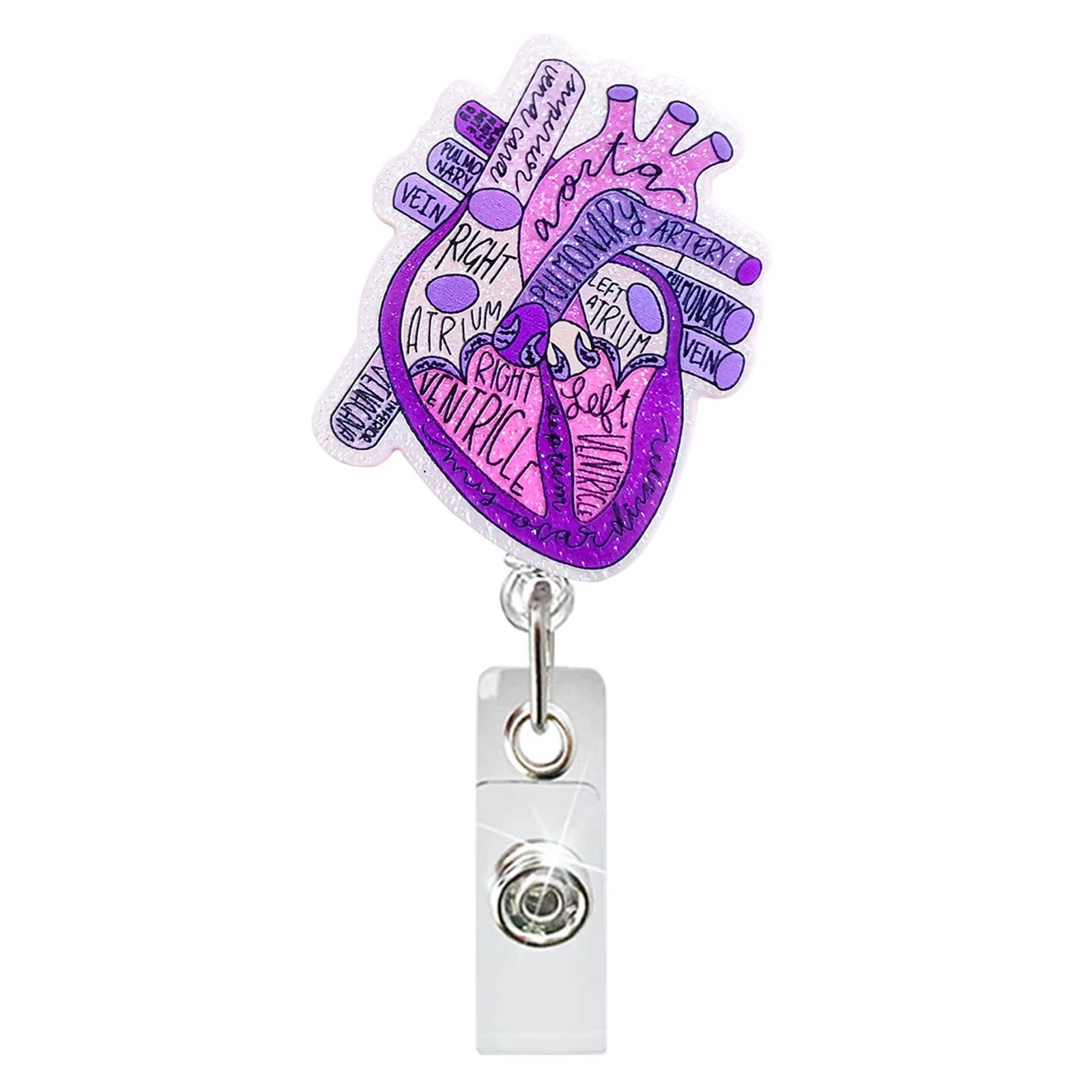 New Arrival Nurse Badge Reels Retractable Badge Holders with Alligator Clip Organ Heart Id Badge Clip for Doctor Nursing Student