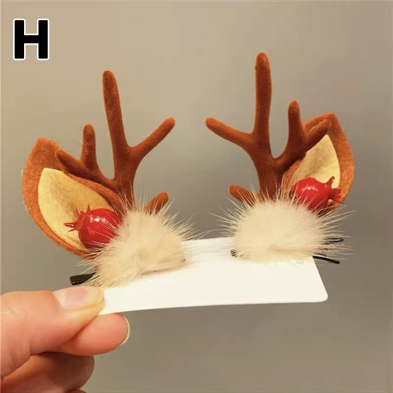 Christmas Antler Hair Clips Deer Ear Hairpins Festivals Christmas Headbands Pine Cones Hair Ball Adult Headwear Hair Accessories