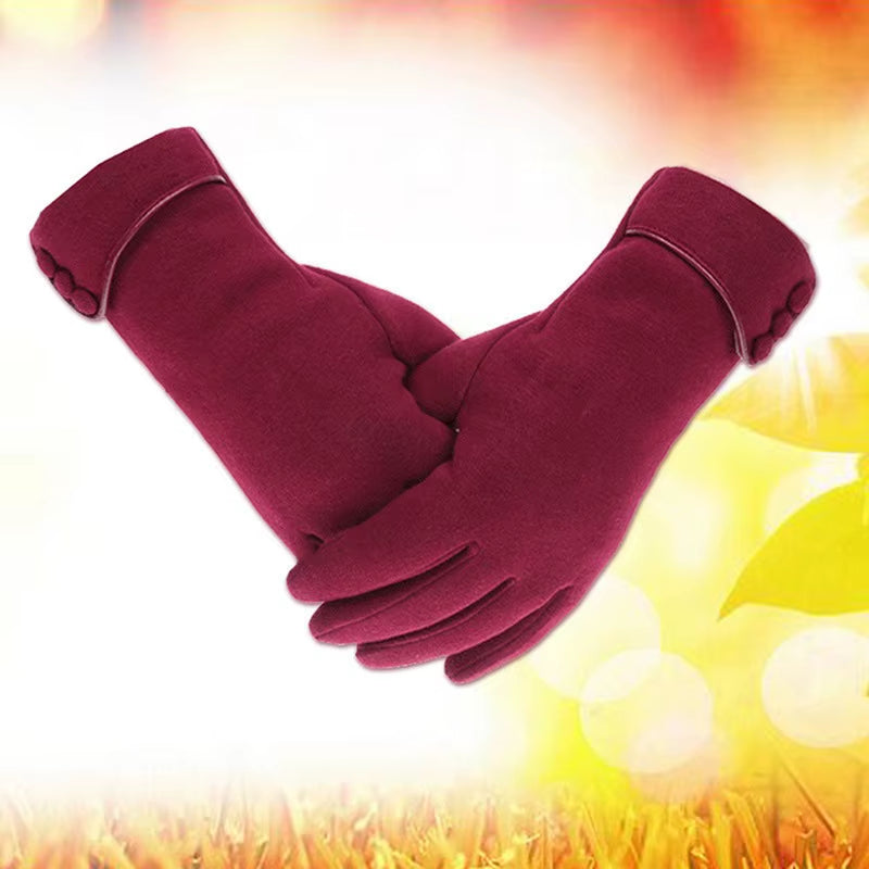 New Female Autumn Winter Warm Gloves Fleece Lined Thermal Full Finger Warm Gloves Women Cotton Touch Screen Gloves