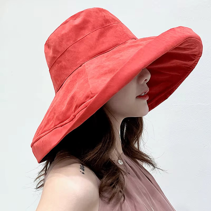 2024 Women'S Hat Bucket Hat Panamanian Women Four Seasons Fisherman Hat Big Brim Hat Double-Sided Fisherman Hat Sun Visor Cap