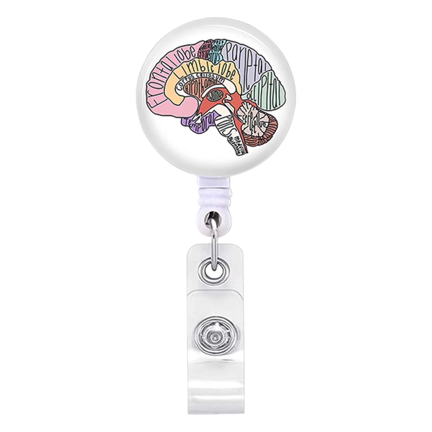 Acrylic English Badge Holder Clip Rotating Alligator Clip Retractable Badge Reel for Doctor Nurse Teacher Student Halloween Gift