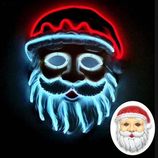 2024 Christmas Costumes Decorative Mask Plastic Santa Claus Full Face Mask Glowing LED Flashing Mask for Christmas