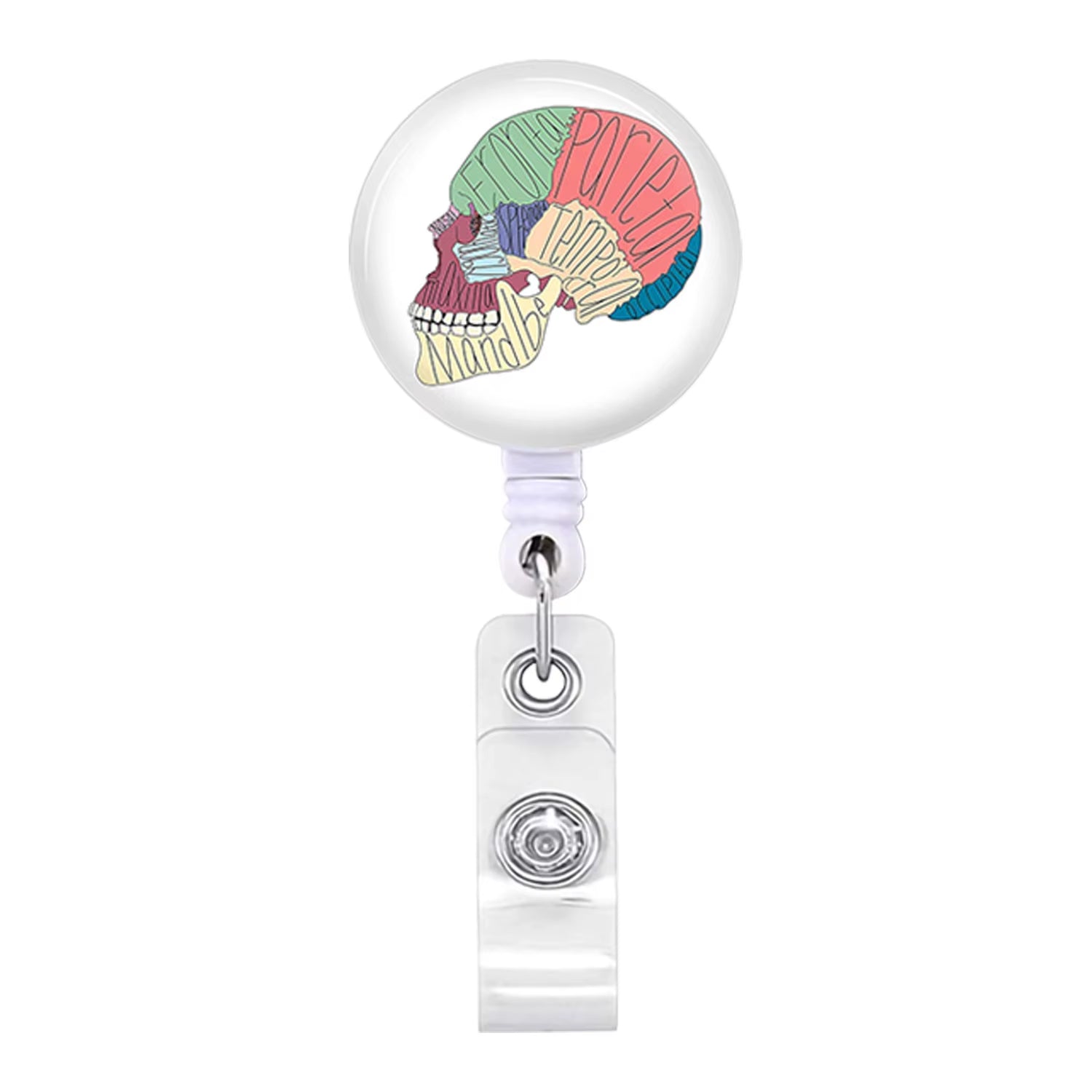 Acrylic English Badge Holder Clip Rotating Alligator Clip Retractable Badge Reel for Doctor Nurse Teacher Student Halloween Gift