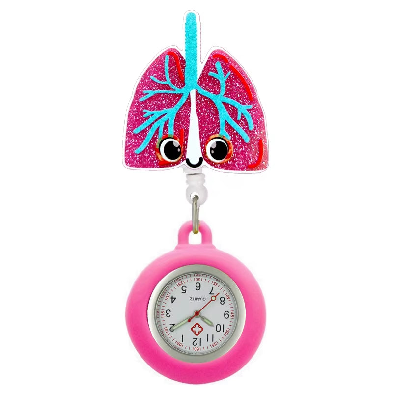 Cartoon Shiny Plastic PVC Nurse Doctor Badge Reel Retractable Hospital Medical FOB Pocket Watches Clip Hang Clock Gifts