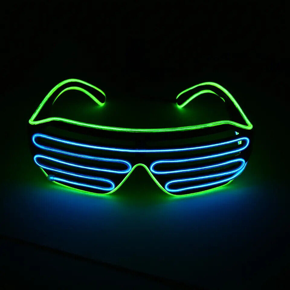 LED Glasses Light up Shades Flashing Rave Festival Party Neon EL Wire Blink Glow