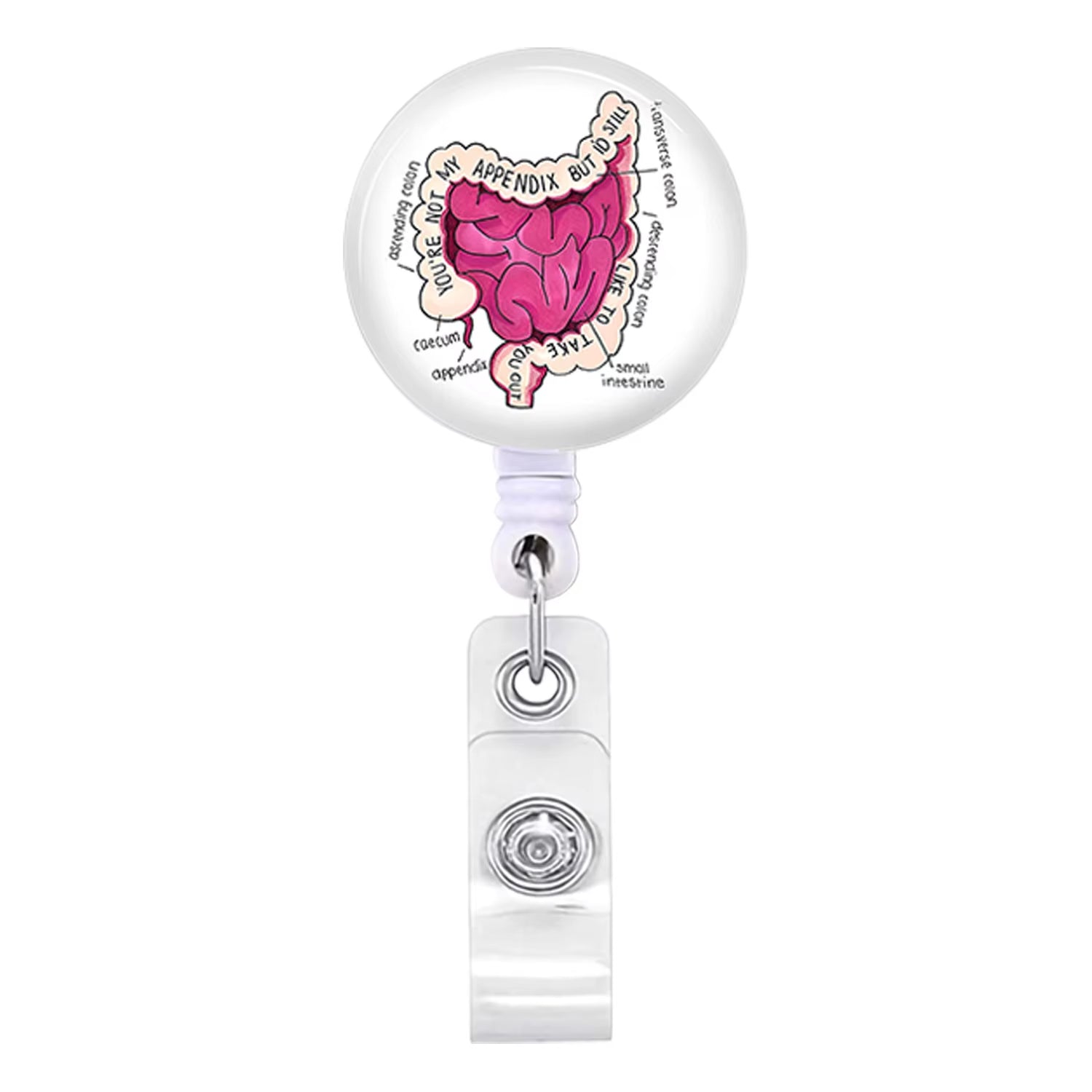 Acrylic English Badge Holder Clip Rotating Alligator Clip Retractable Badge Reel for Doctor Nurse Teacher Student Halloween Gift