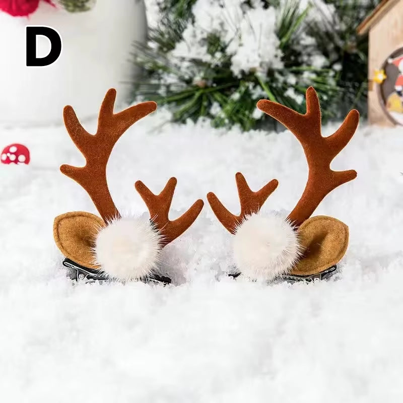 Christmas Antler Hair Clips Deer Ear Hairpins Festivals Christmas Headbands Pine Cones Hair Ball Adult Headwear Hair Accessories