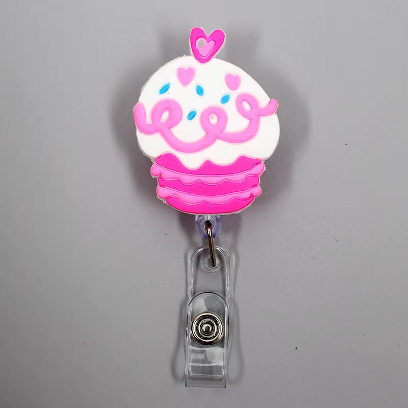 1 Pc New Cute Donuts & Cake Retractable Pull Nurse Students Badge Reel ID Lanyard Name Tag Card Badge Holder Reels for KIDS