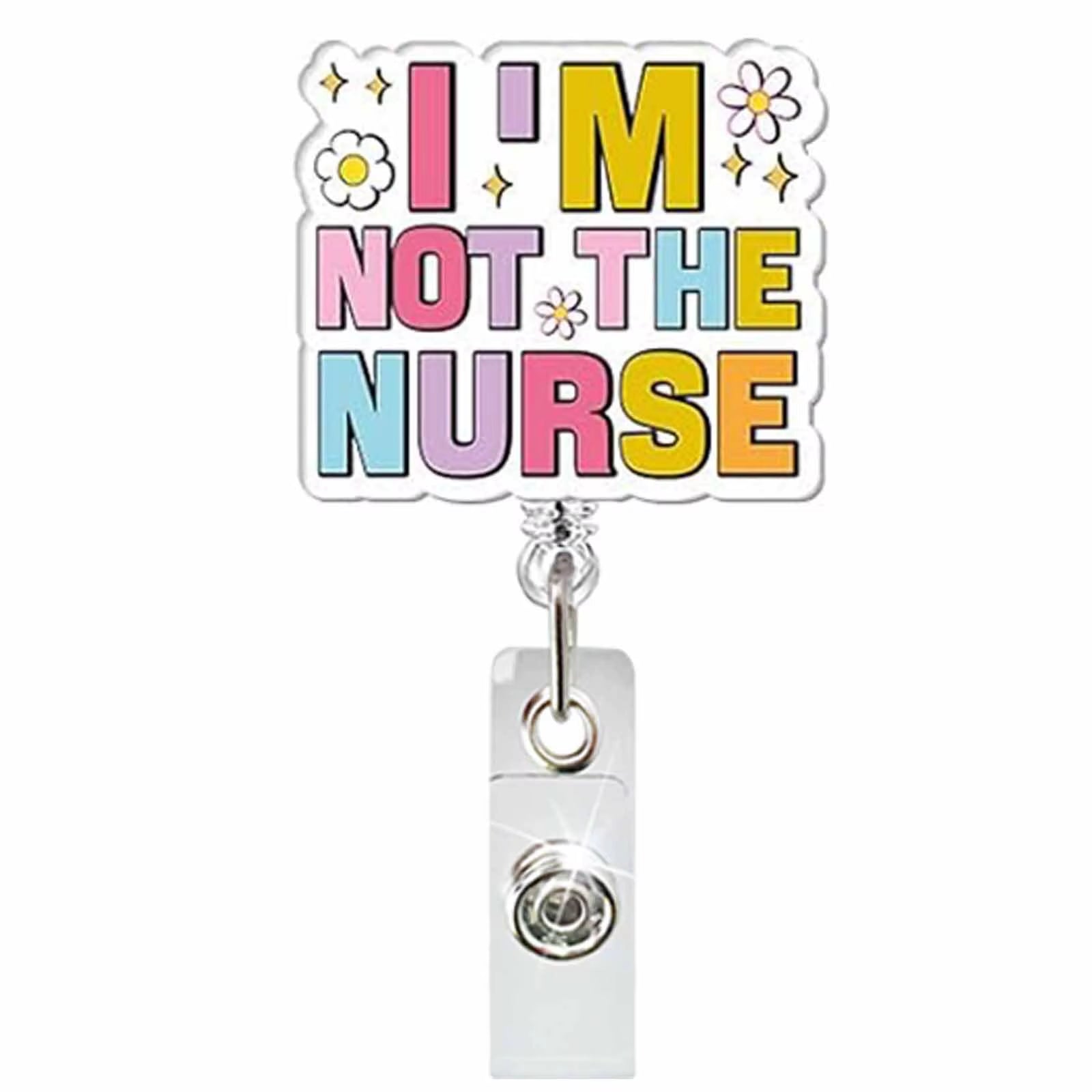 Glitter Acrylic Medicine Bottle Nurse Badge Reel Retractable ID Badge Holder with 360 Rotating Alligator Clip Name Holder