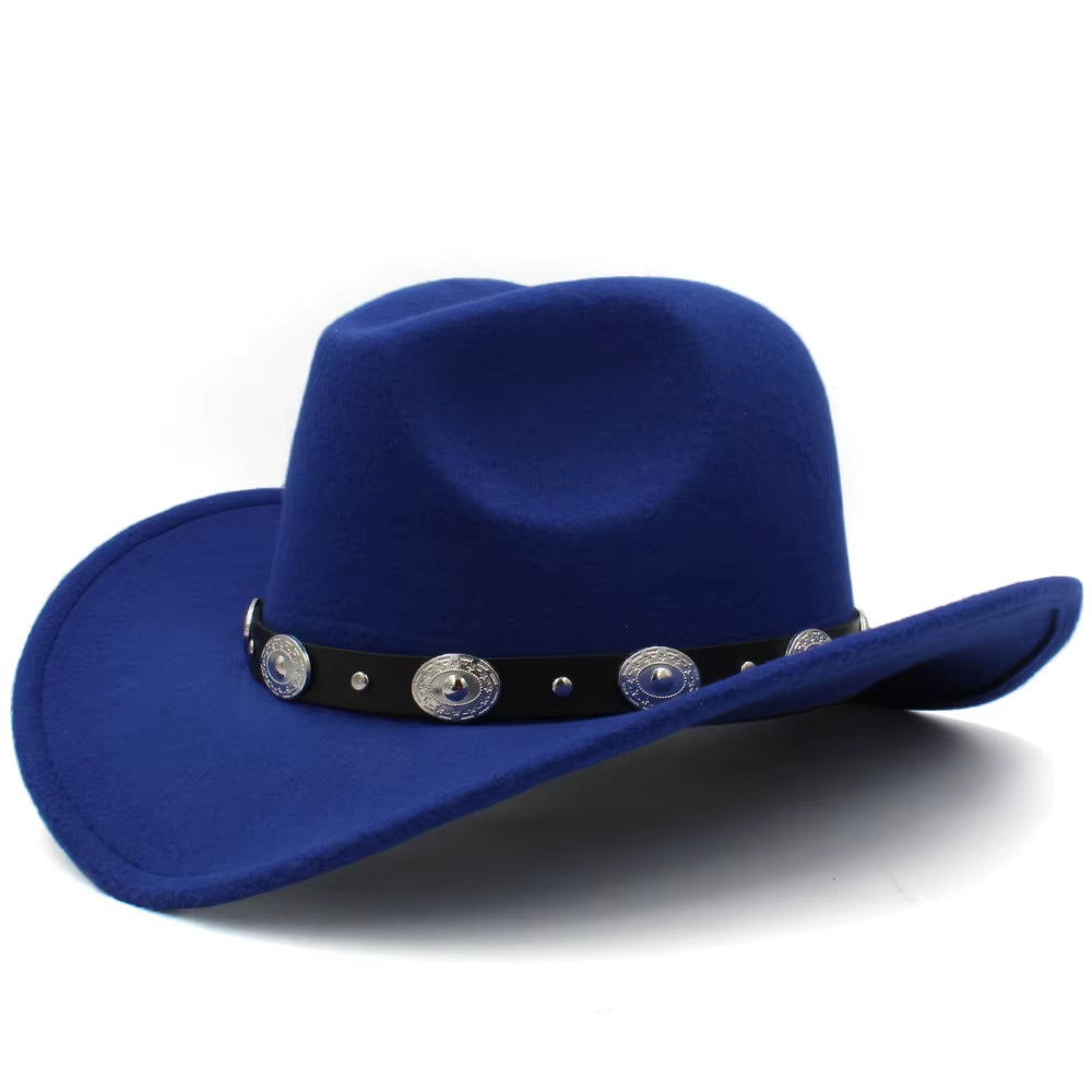 3 Sizes Parent-Child Men Women Kids Western Cowboy Hats Wide Brim Panama Sunhats Fedora Caps Trilby Jazz Sombrero Travel Party