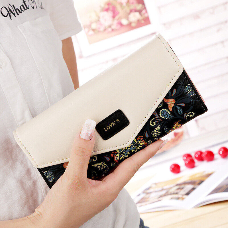 Fashion Women Leather Envelope Clutch Wallet Long Card Holder Purse Bag Handbag