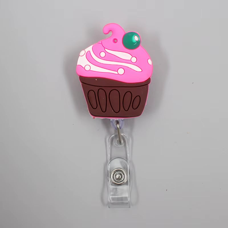 1 Pc New Cute Donuts & Cake Retractable Pull Nurse Students Badge Reel ID Lanyard Name Tag Card Badge Holder Reels for KIDS