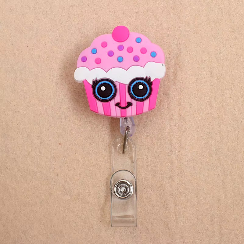 1 Pc New Cute Donuts & Cake Retractable Pull Nurse Students Badge Reel ID Lanyard Name Tag Card Badge Holder Reels for KIDS