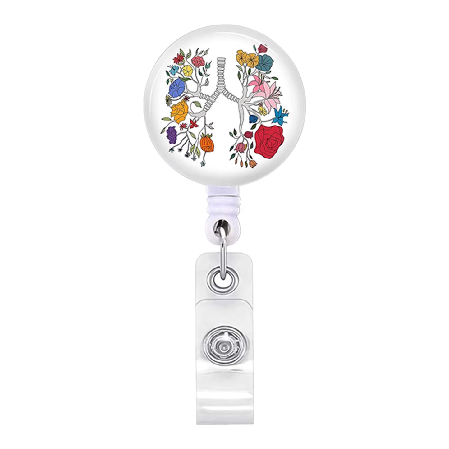 Acrylic English Badge Holder Clip Rotating Alligator Clip Retractable Badge Reel for Doctor Nurse Teacher Student Halloween Gift