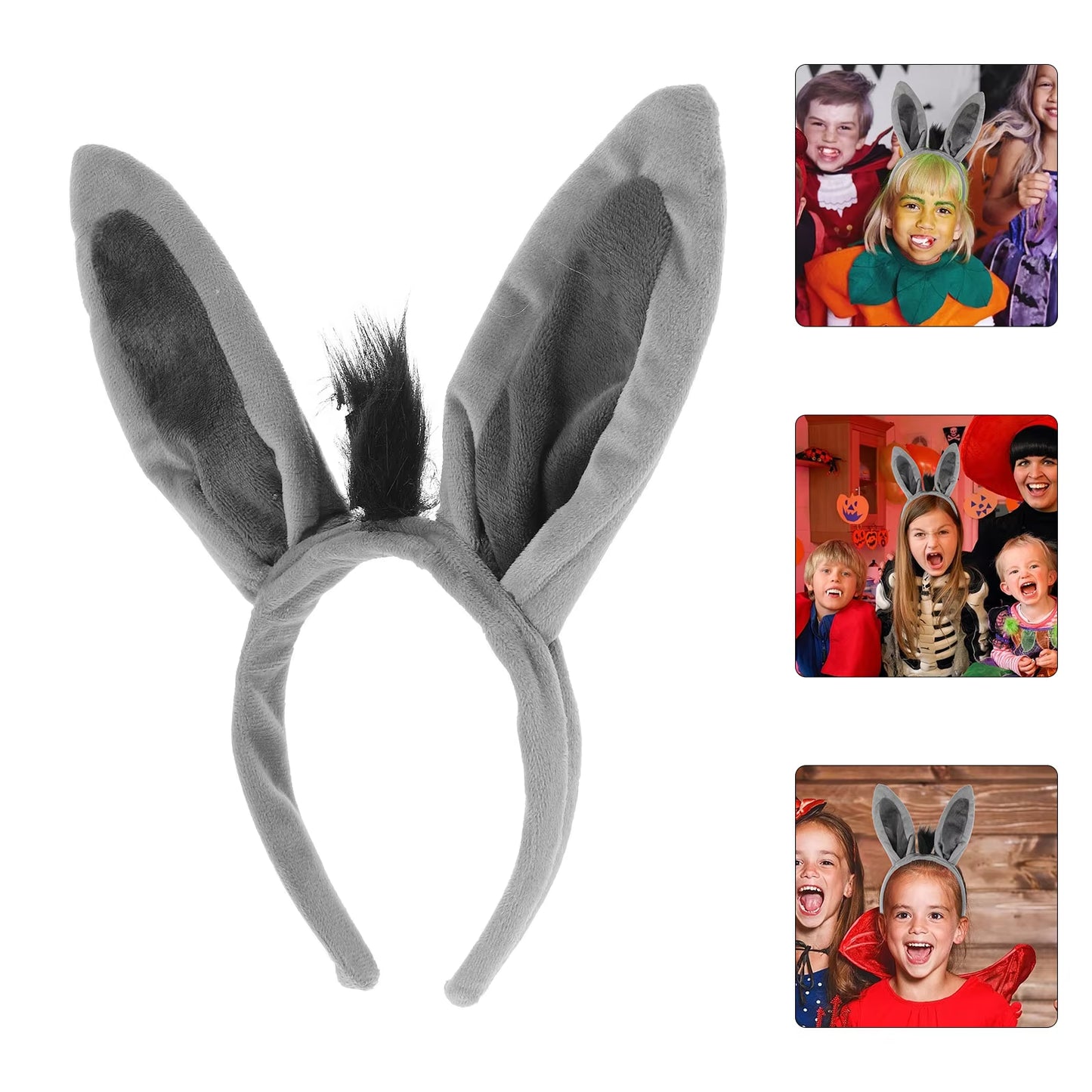 Band Animal Donkey Ear Band Party Favors Zoo Animal Costume Band Jungle Plush Donkey Ear Hair Hoop Adult Kid Holiday