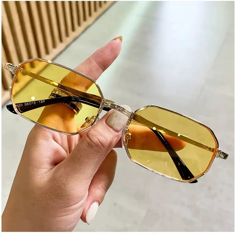 Narrow Sunglasses for Men Fashion Rectangle for Women Metal Luxury Brand Classic Sun Glasses