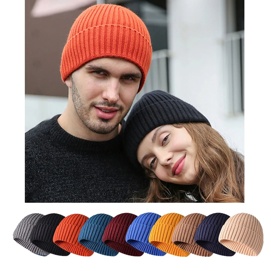 Men'S Beanies Hats Winter Solid Color Knitted Women'S Beanies Bonnets for Women Thick Soft Classic Cuffed Cap Unisex Style