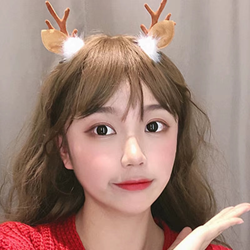 Christmas Antler Hair Clips Deer Ear Hairpins Festivals Christmas Headbands Pine Cones Hair Ball Adult Headwear Hair Accessories