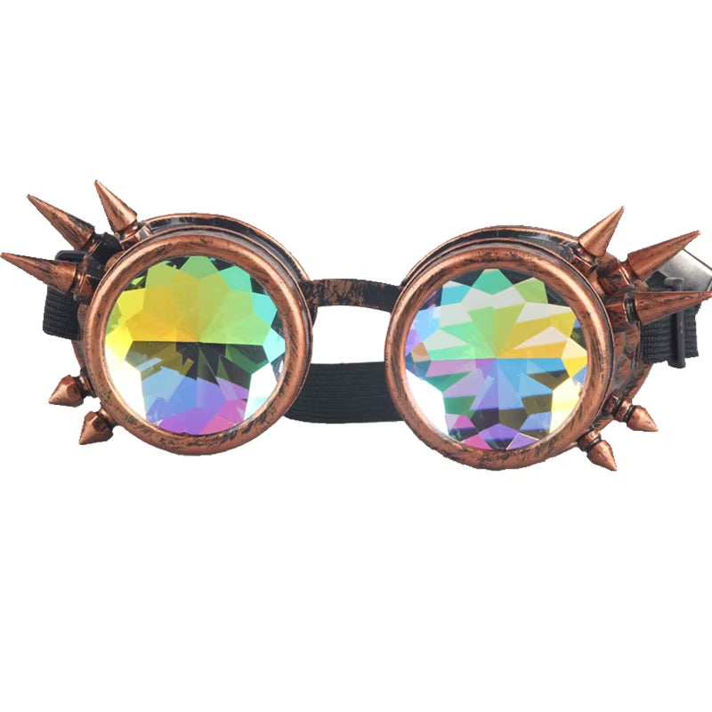 Goggles Steampunk Glasses Punk Gothic Goggles Cosplay Vintage Rivet Steampunk Goggle Kaleidoscope Glasses Retro EDM Sunglasses