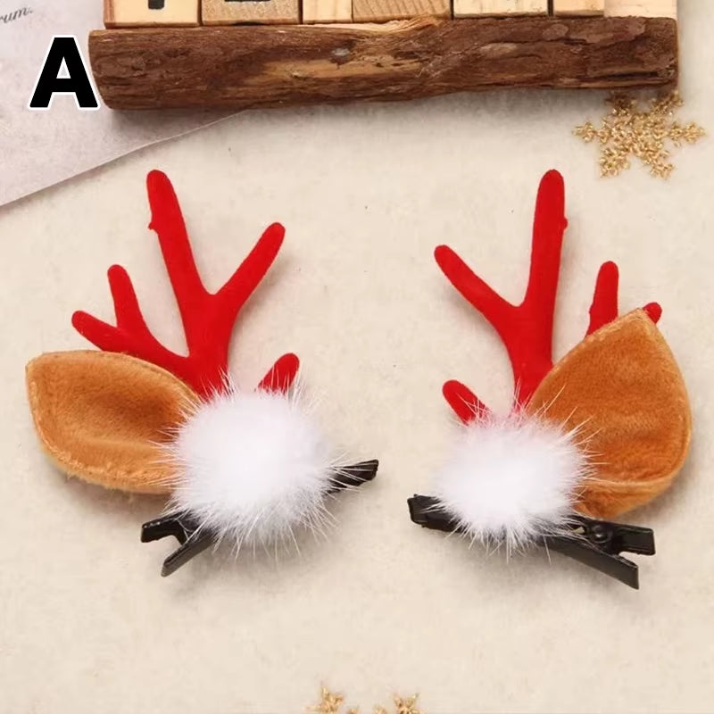 Christmas Antler Hair Clips Deer Ear Hairpins Festivals Christmas Headbands Pine Cones Hair Ball Adult Headwear Hair Accessories