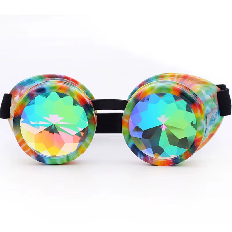 Goggles Steampunk Glasses Punk Gothic Goggles Cosplay Vintage Rivet Steampunk Goggle Kaleidoscope Glasses Retro EDM Sunglasses