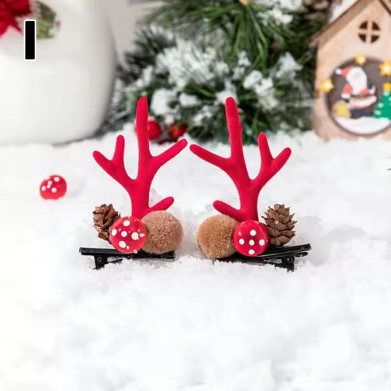 Christmas Antler Hair Clips Deer Ear Hairpins Festivals Christmas Headbands Pine Cones Hair Ball Adult Headwear Hair Accessories