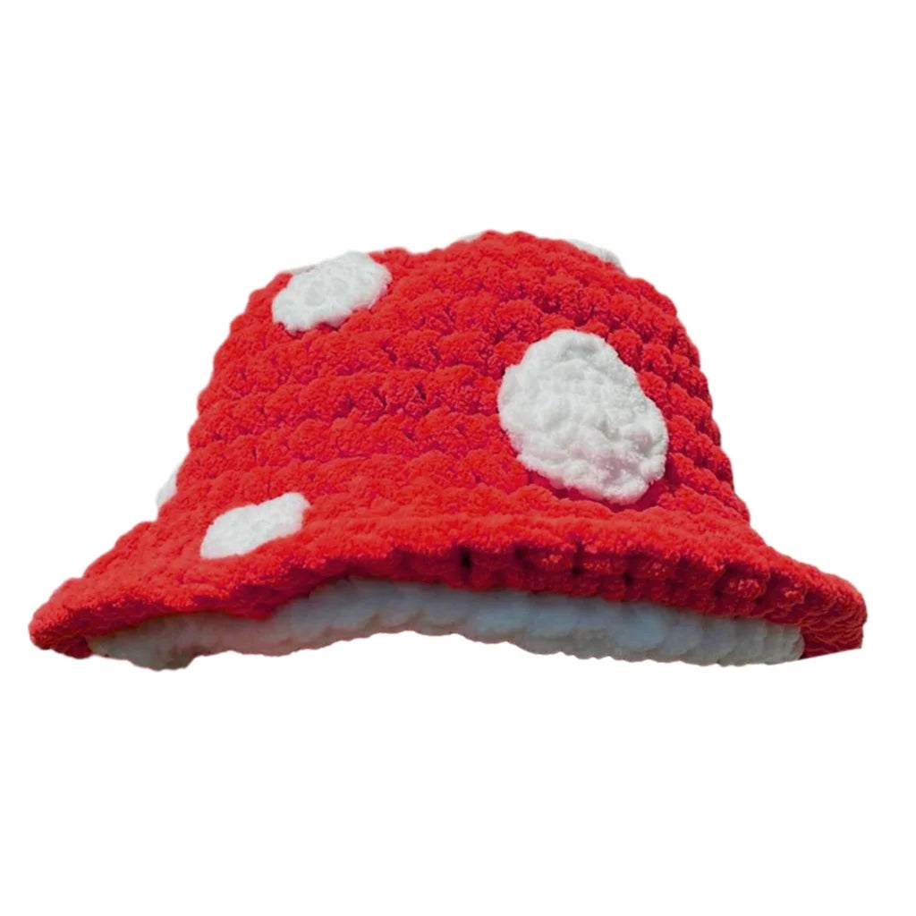 Halloween Crochet Fisherman Hat Soft Bucket Hat Cute Handmade Mushroom Hat Women Children Hat Novelty Photoshoots Hat