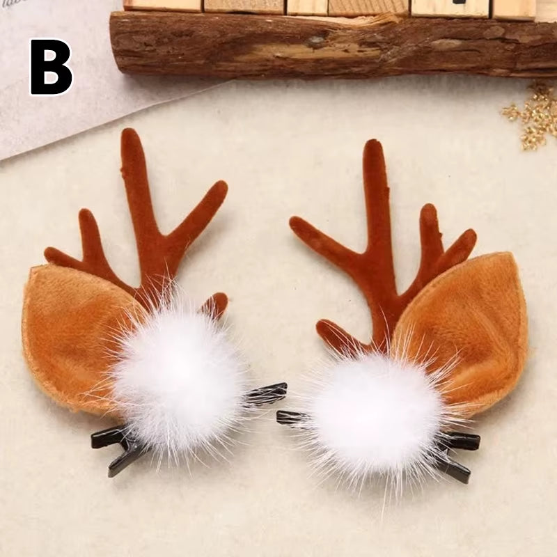 Christmas Antler Hair Clips Deer Ear Hairpins Festivals Christmas Headbands Pine Cones Hair Ball Adult Headwear Hair Accessories