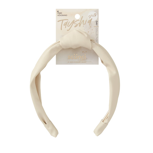 Tayshia by  Leather Knotted Headband, Ivory, 1 Count