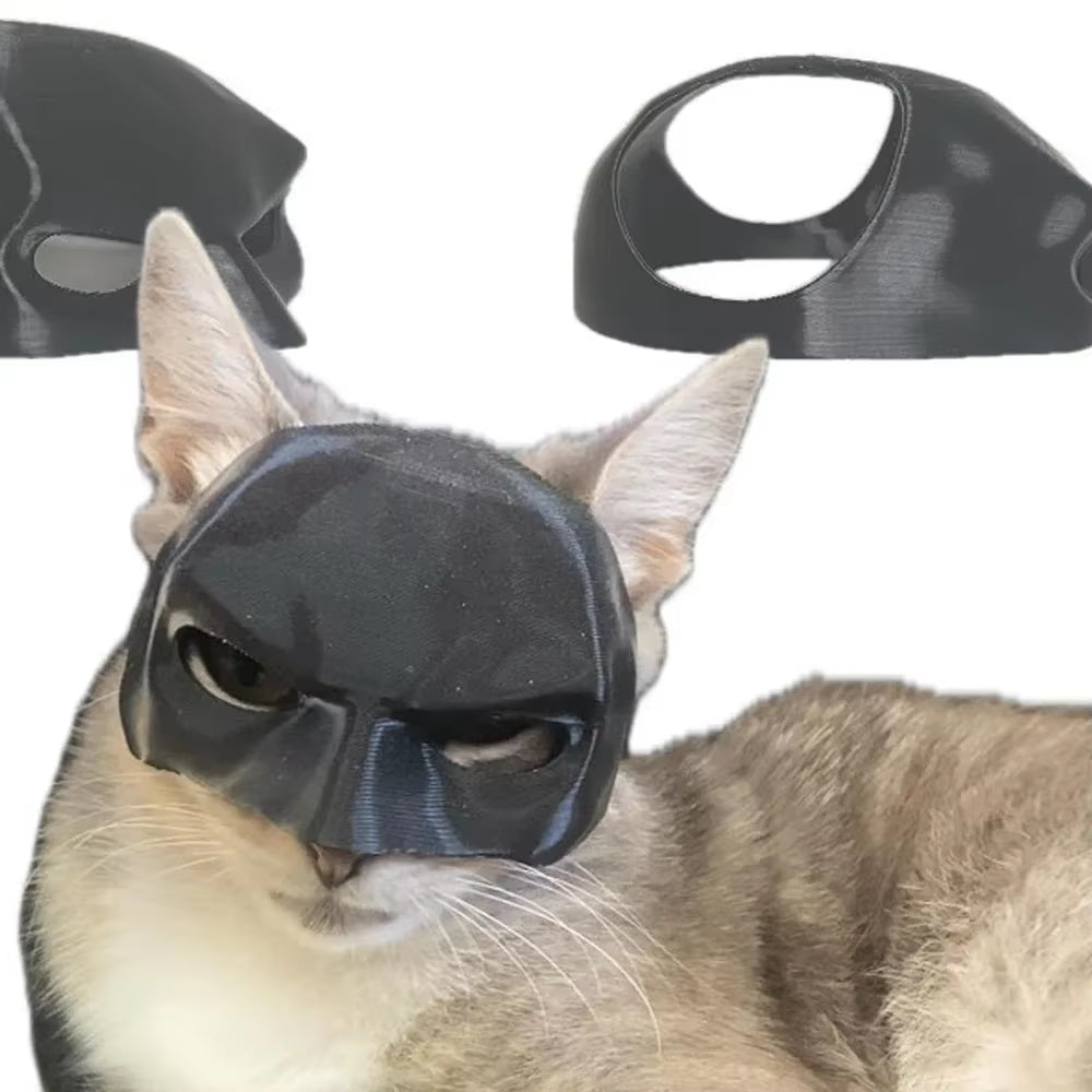 Bat Cat Avenger Mask, Black Matte Bat Mask Superhero Pet Toys, Cat Bat Pet Man Mask for Cat and Dogs Spooky Make-Up Party Toy