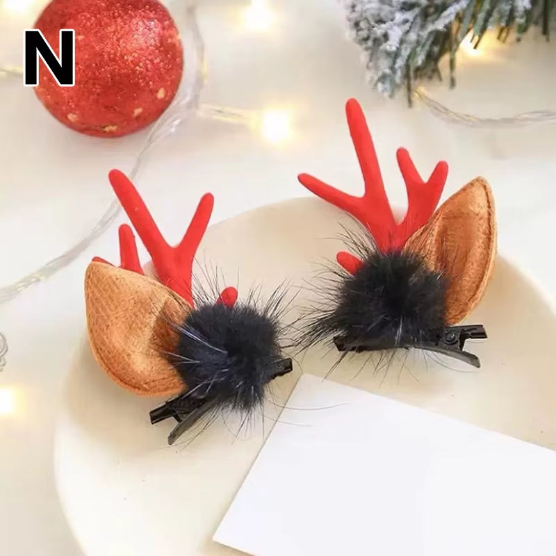 Christmas Antler Hair Clips Deer Ear Hairpins Festivals Christmas Headbands Pine Cones Hair Ball Adult Headwear Hair Accessories