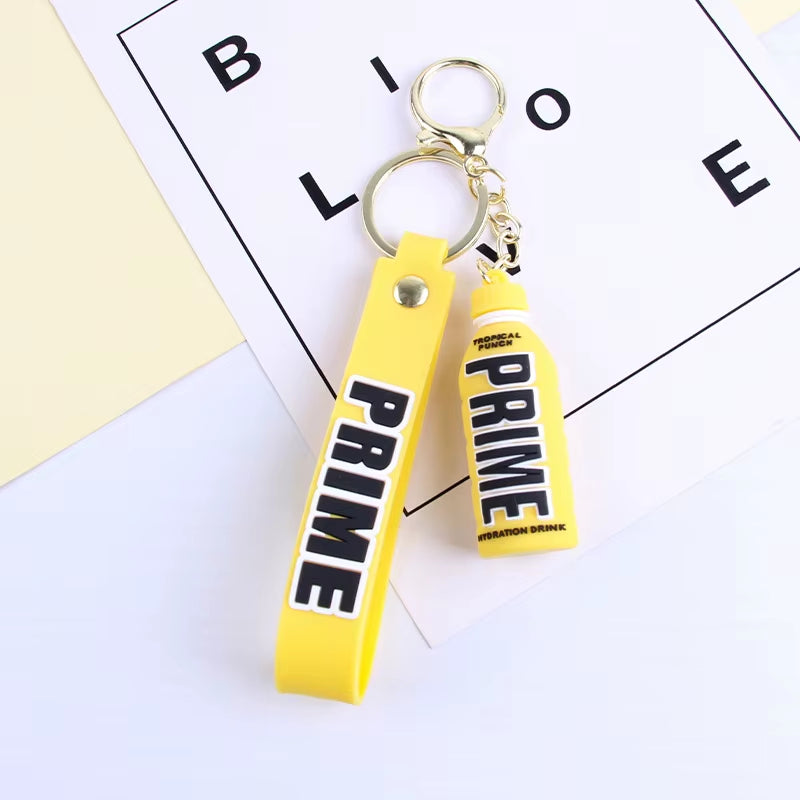 Cartoon Prime Keychain for Women Soft Rubber Beverage Car Key Chains Bag Charms Couple Keyring Children Gift