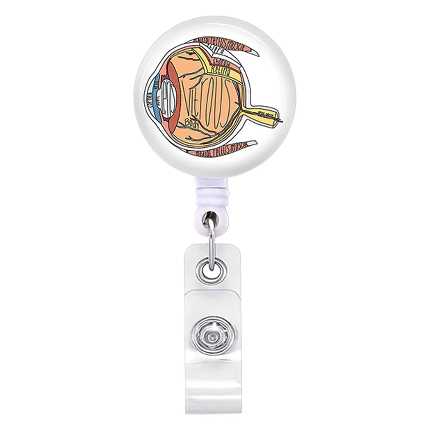 Acrylic English Badge Holder Clip Rotating Alligator Clip Retractable Badge Reel for Doctor Nurse Teacher Student Halloween Gift