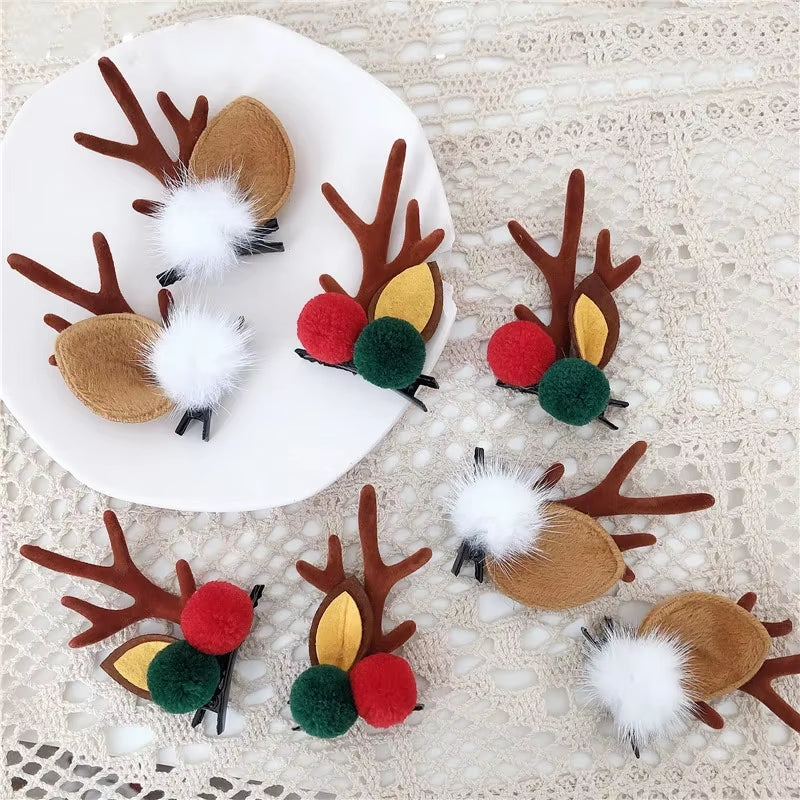 Christmas Antler Hair Clips Deer Ear Hairpins Festivals Christmas Headbands Pine Cones Hair Ball Adult Headwear Hair Accessories