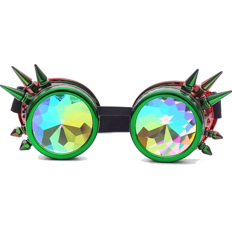 Goggles Steampunk Glasses Punk Gothic Goggles Cosplay Vintage Rivet Steampunk Goggle Kaleidoscope Glasses Retro EDM Sunglasses