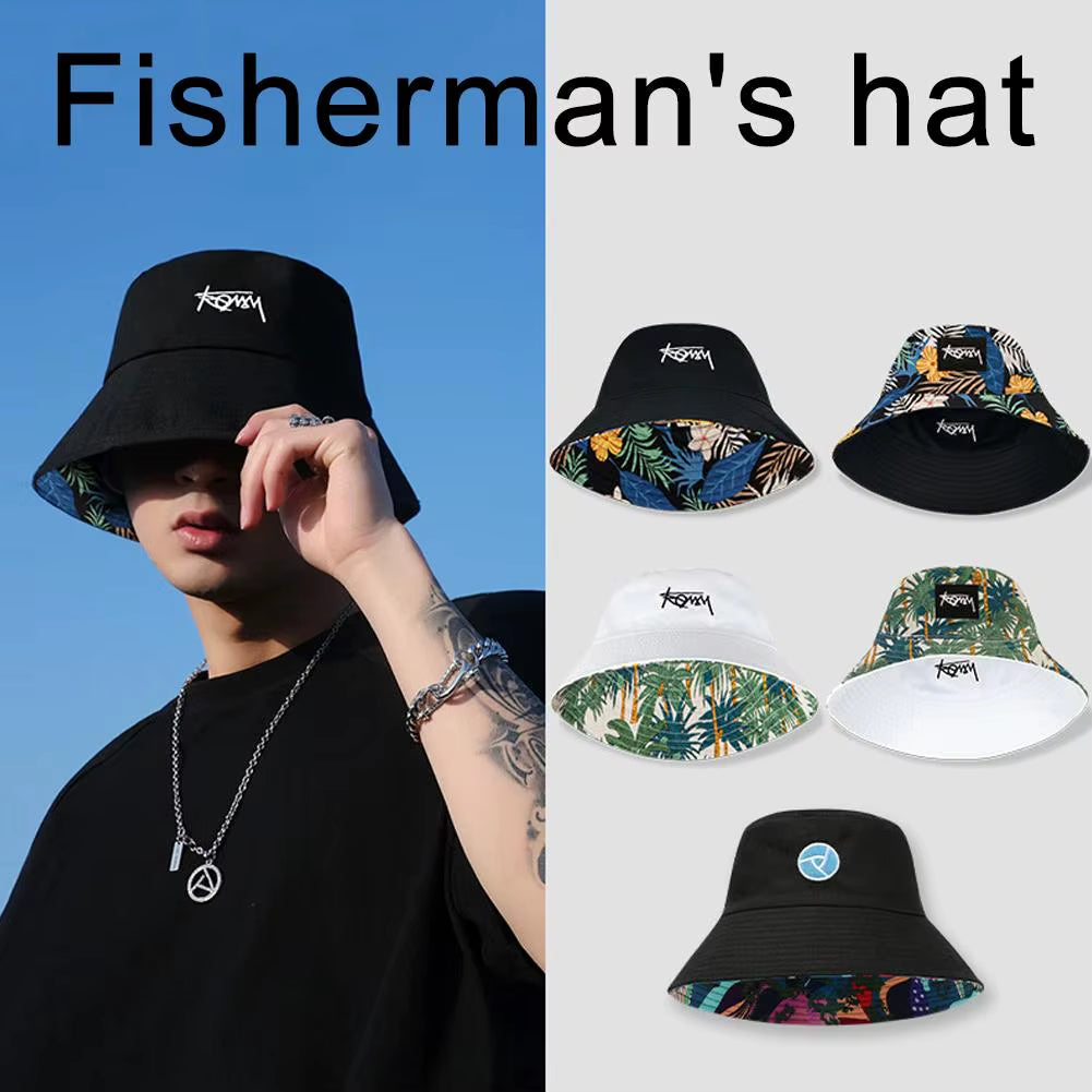 Unisex Letter Embroidery Printing Personality Bucket Hats Fishermen Caps Outdoor Casual Cap Sunscreen Hat