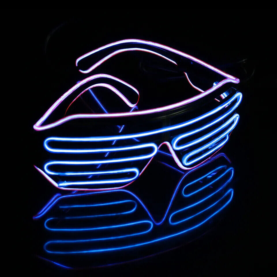 LED Glasses Light up Shades Flashing Rave Festival Party Neon EL Wire Blink Glow